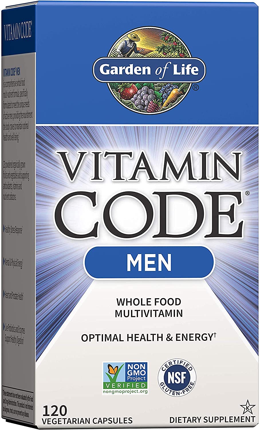 Garden of Life Vitamin Code Whole Food Multivitamin for Men, Fruit & Veggie Blend and Probiotics for Energy, Heart, Prostate Health, 120 Count