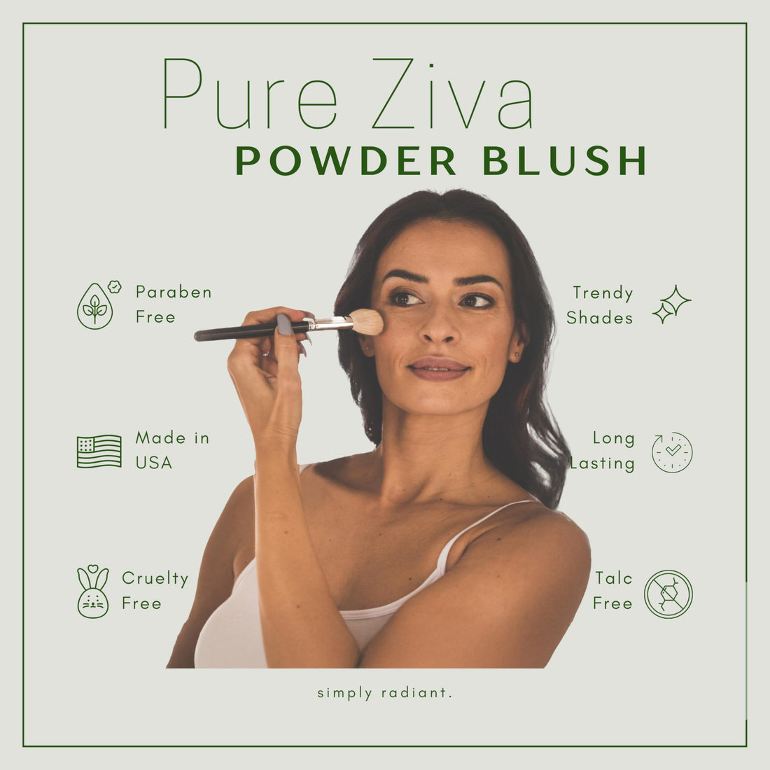 Pure Ziva Hot Pink Bright Fuchsia Magenta Rouge Blush Pressed Cheek Color Powder, Talc & Paraben Free, 4 Grams, No Animal Testing & Cruelty Free