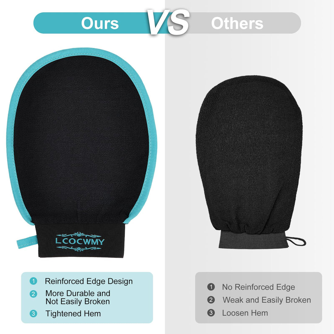 LCOCWMY Exfoliating Gloves, (4pcs) Durable Body Scrub, Dead Skin Remover & Body Scrubber Exfoliator, Body Exfoliating Gloves for Shower, washcloth exfoliating, exfoliating Glove for Smooth Skin