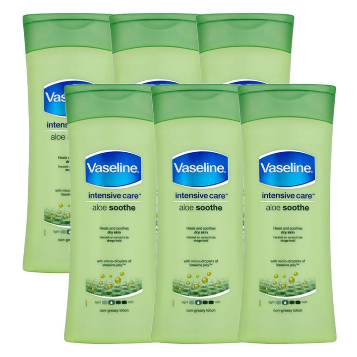 Vaseline Aloe Soothe Intensive Care Body Lotion (13.53 Oz/400 ml Each) -Pack of 6