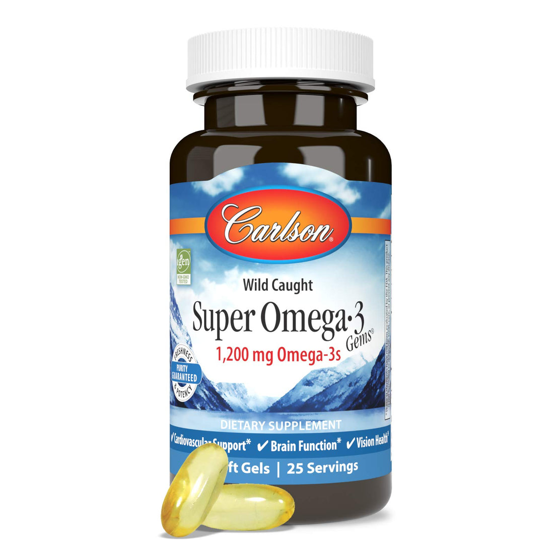 Carlson - Super Omega-3 Gems, 1200 mg Omega-3s, Wild Caught, Sustainably Sourced, 50 soft gels