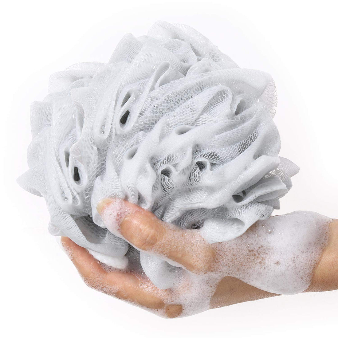 BTYMS 4 Pieces Shower Loofahs Bath Sponges 60g/pcs Mesh Puffs Body Scrub Luffas Bath Scrunchies for Shower Exfoliate