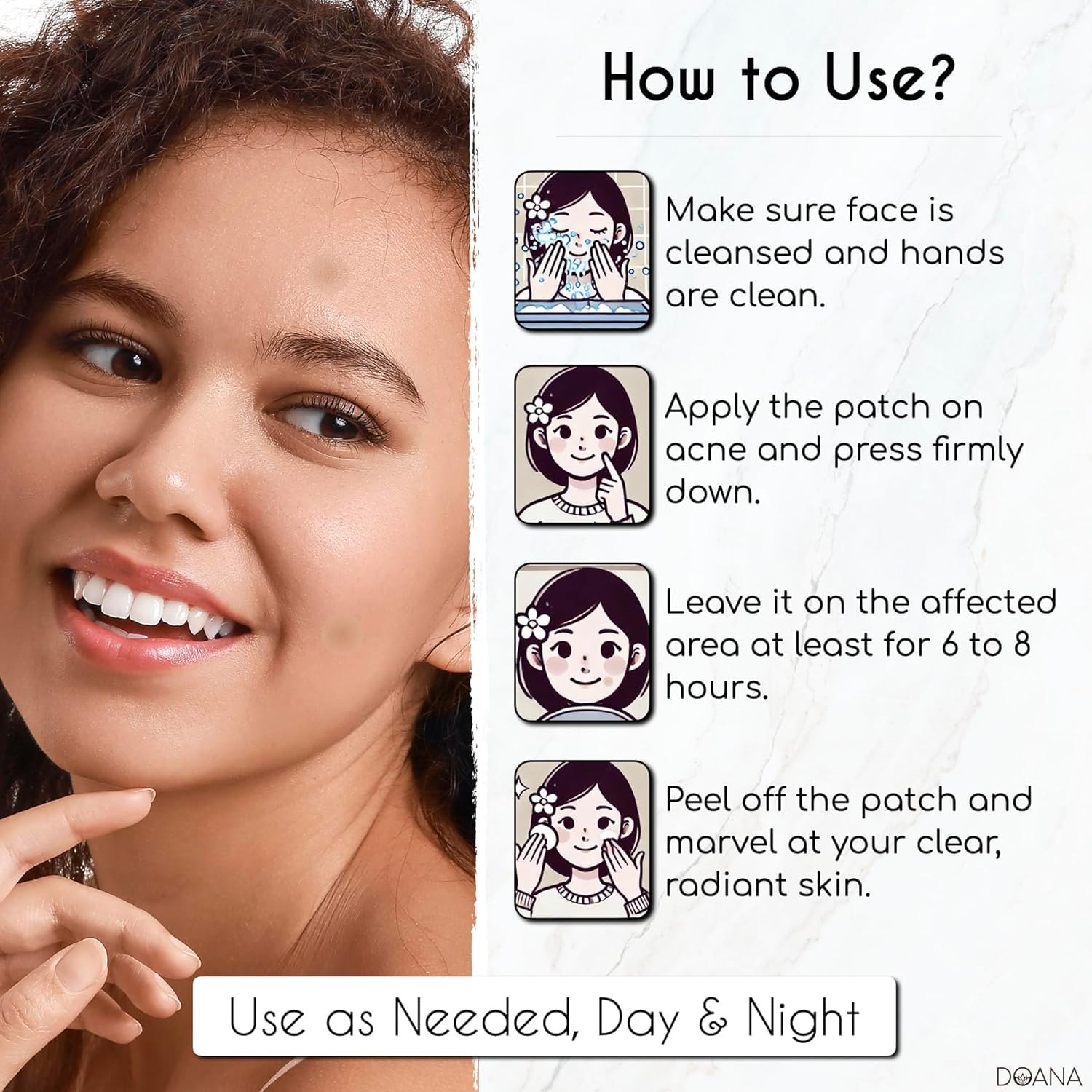 DOANA Korean Pimple Patches - 84 Count / Made in KOREA - Absorbing Hydrocolloid 3 Size Acne Patches for Blemishes. Zits Cover, Spot Stickers for Face and Body, Day and Night, Round Shape