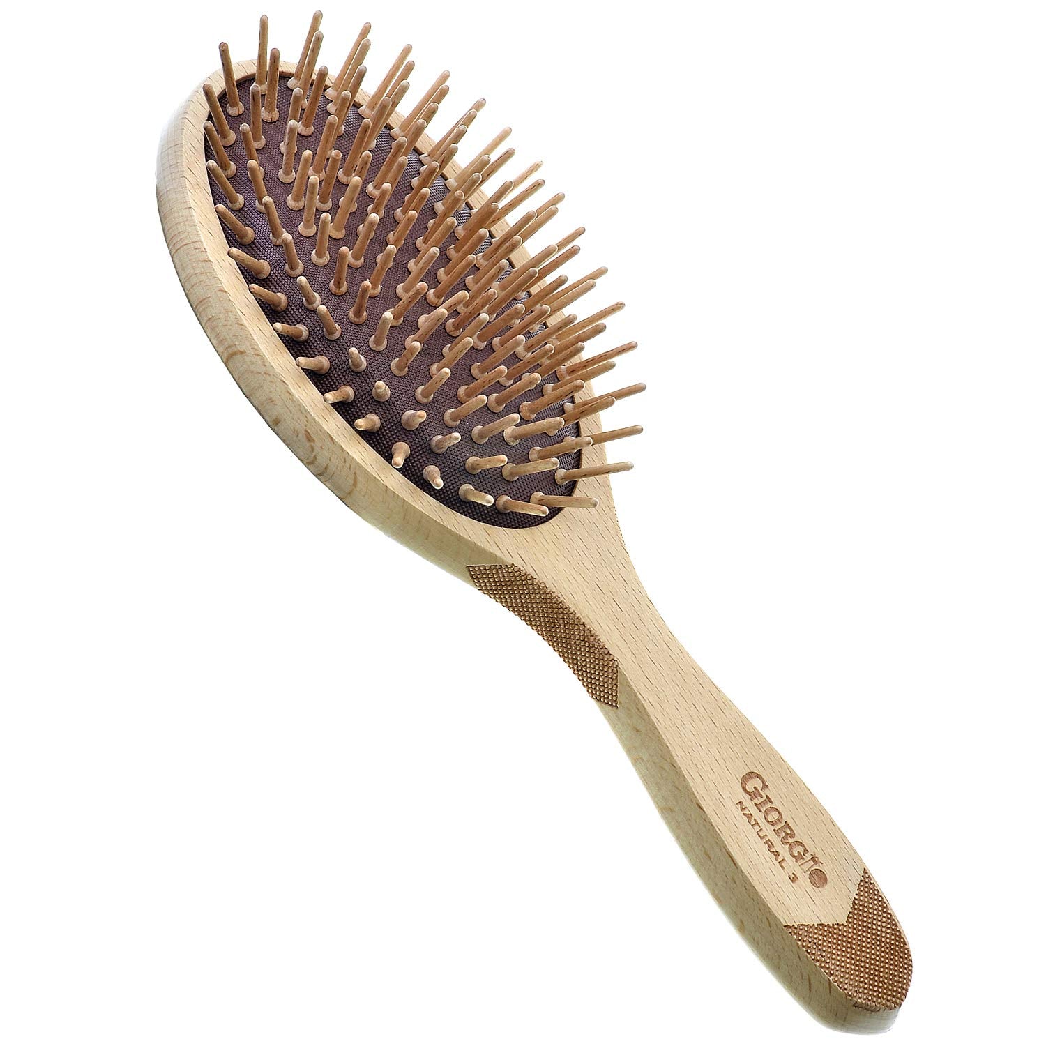 Giorgio GIONAT3 (9.25) Eco Friendly Beechwood Anti-Static Wood Bristle Hair Brush - All Natural Detangling Experience for Men and Women, Home and Travel, Thick and Thin Hair (Large)