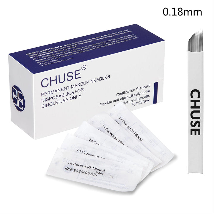 CHUSE 14 Curved 50pcs 0.18mm Nano Mircoblading Needle Permanent Makeup Manual Eyebrow Tattoo Needle