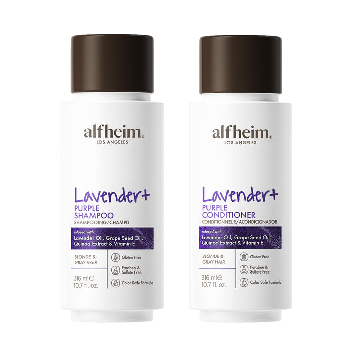 ALFHEIM Lavender+ Purple Shampoo & Conditioner Set | Tone-Correcting for Blonde, Silver & Gray Hair | Neutralizes Brass & Yellow Tones | Moisturizes, Protects Color & Adds Shine | 10.7 oz Each