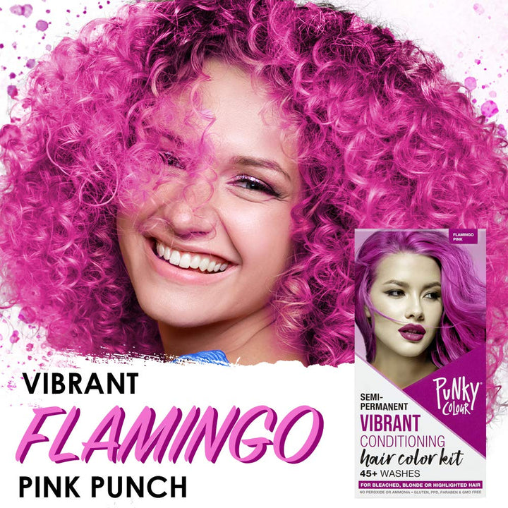 Punky Colour Box Kit Flamingo Pink Semi Permanent Hair Color - Vegan, Cruelty-Free Conditioning Hair Dye, Lasts Up to 35 Washes
