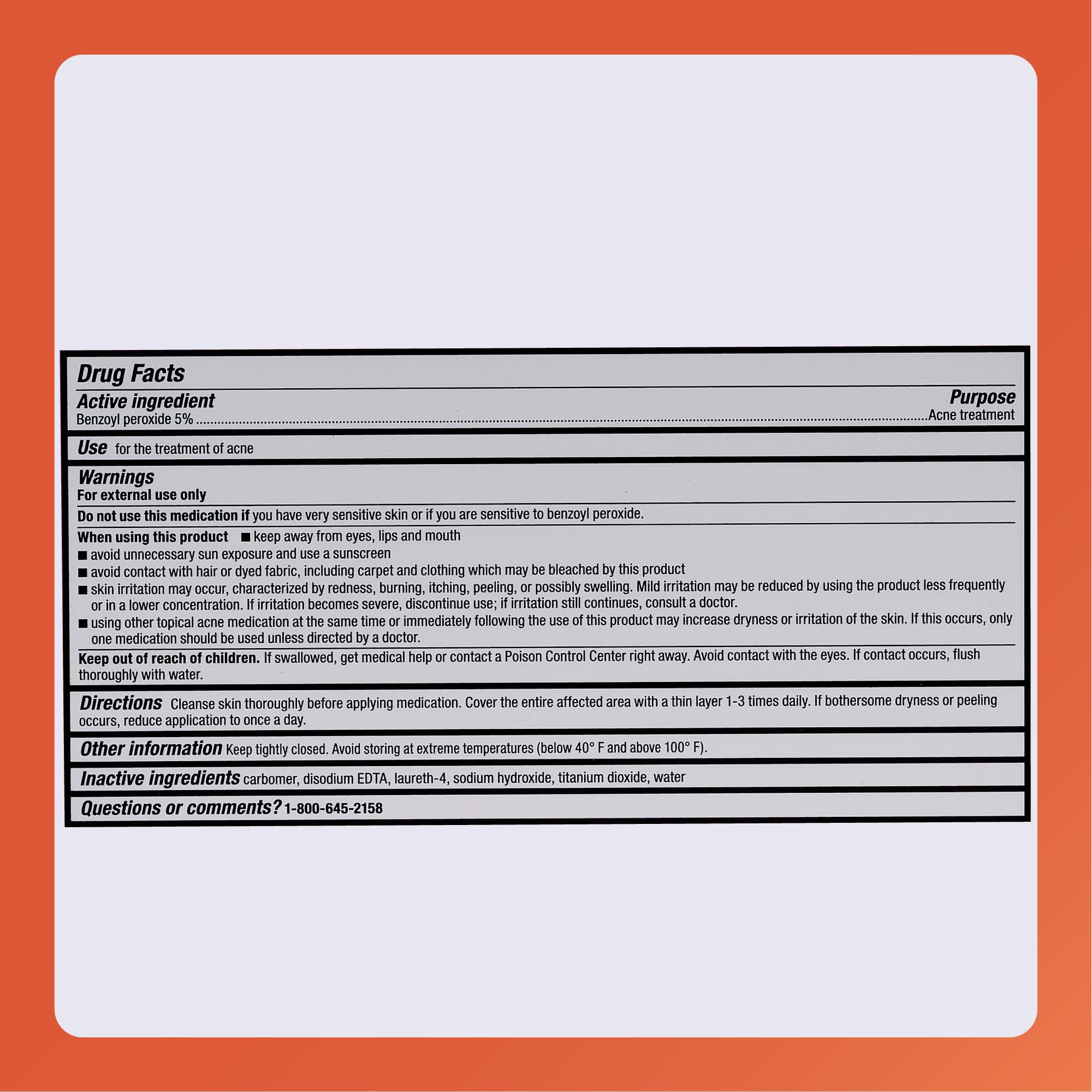 Rugby Acne Medication - Benzoyl Peroxide Gel USP 5% - Vanishing Formula - Greaseless - Helps to Clear Up Acne Pimples - 1.5 Oz. (1 Pack)