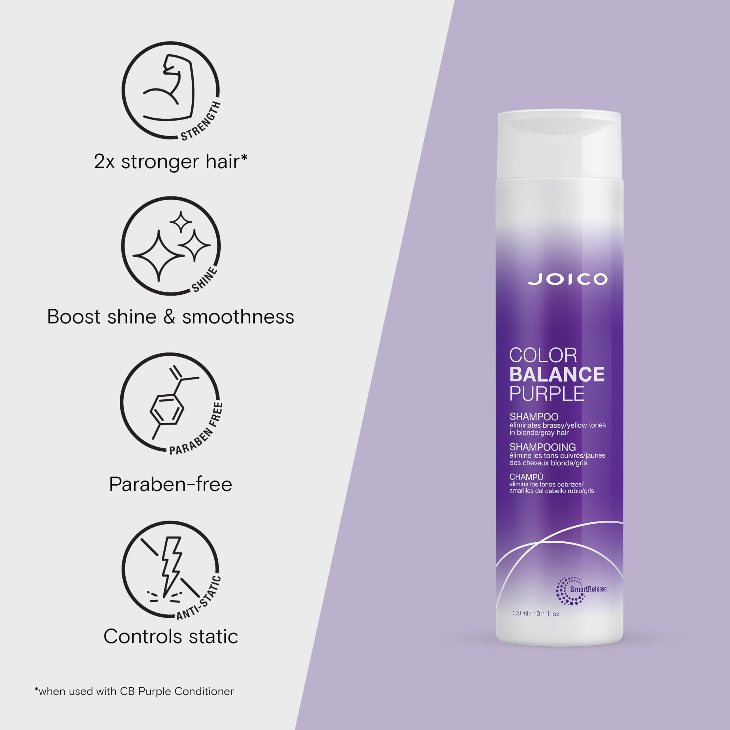 Joico Color Balance Purple Shampoo for Cool Blonde and Gray Hair 10.1 Fl Oz