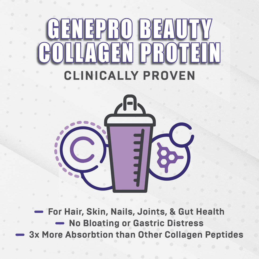 GENEPRO GEN. 3 Musclegen Research Unflavored Protein Powder with Collagen Peptides - Lactose-Free, Gluten-Free Protein Supplement Shake for Hair, Skin and Nails (30 Servings)