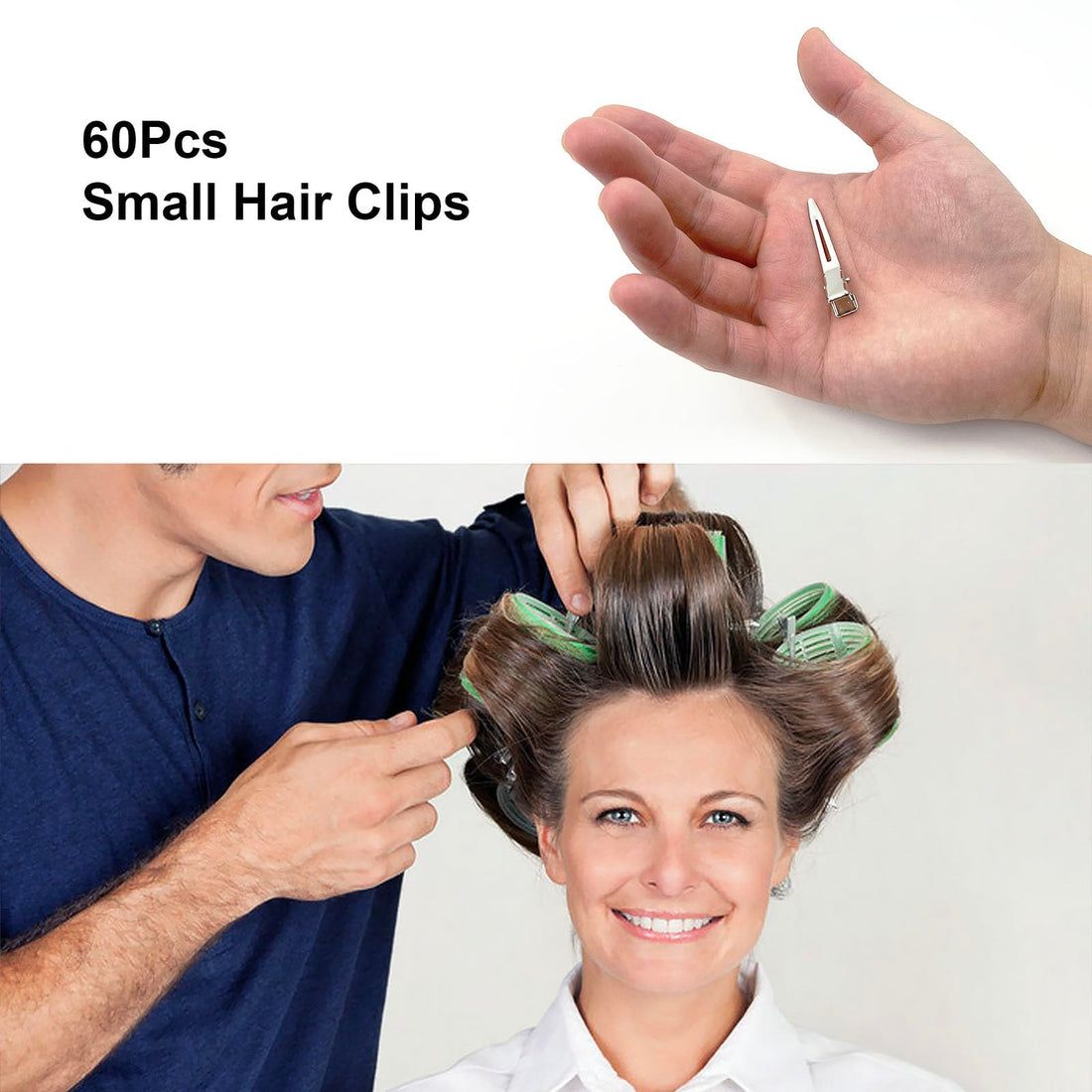 HiJeaton 60Pcs Duck Bill Hair Clips Metal Styling Hair Clips, Alligator Curl Clips, Single Prong Hair Clip for Thick Hair Sectioning, Salon, Bows DIY (Small)