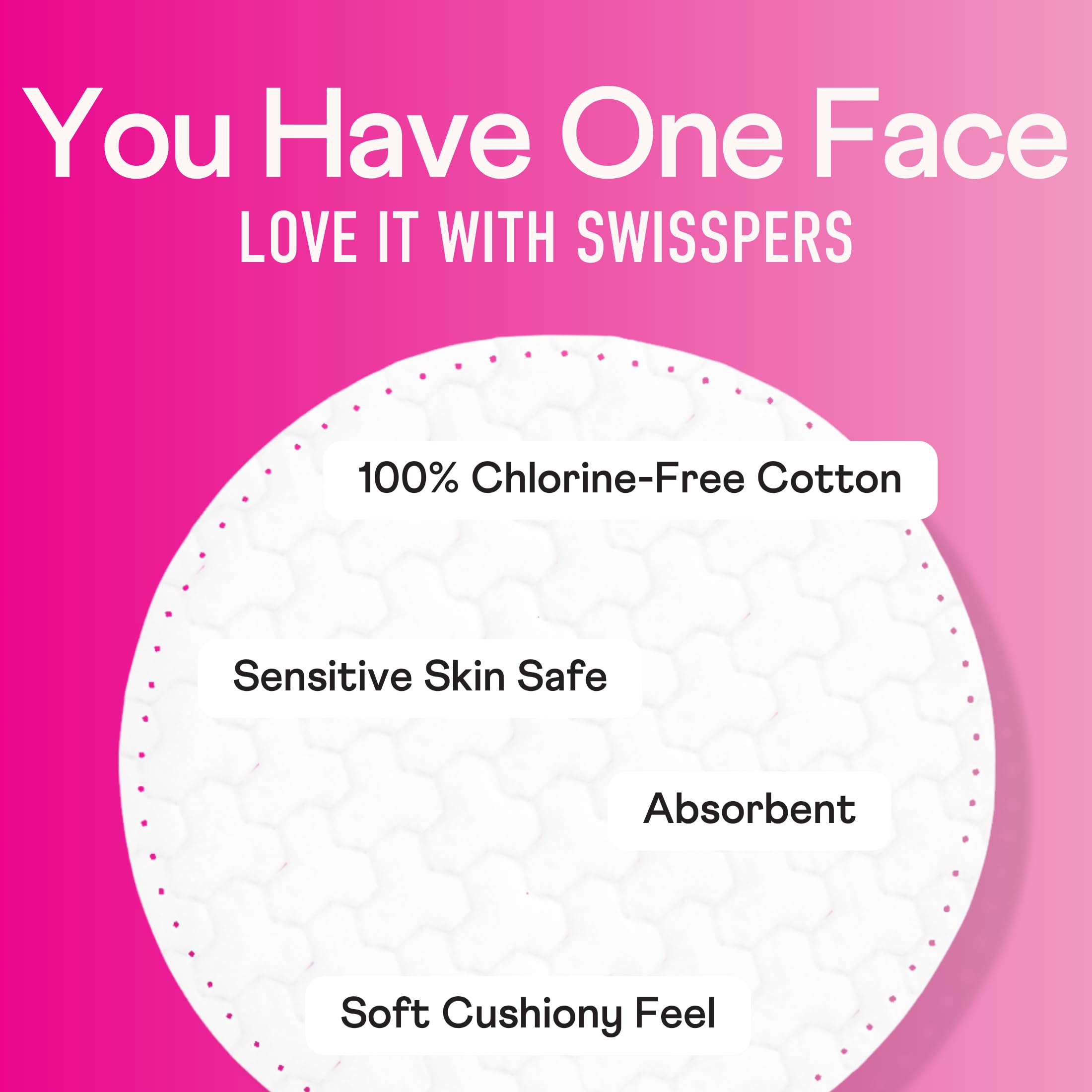 Swisspers Premium Cotton Rounds – 100 Count (Pack of 3) - 100% Pure Cotton - Soft, Absorbent, Hypoallergenic Pads for Makeup Removal, Skincare, Baby Care and Facial Cleansing - Lint Free