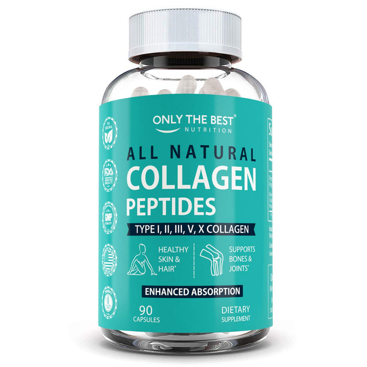 Multi Collagen for Women & Men - Type I, II, III, V, X - Grass Fed, Non-GMO | Hydrolyzed Collagen Complex 5X Absorption - Multi Collagen Peptides Capsules for Skin, Hair, Nails, Tendons, & Joints