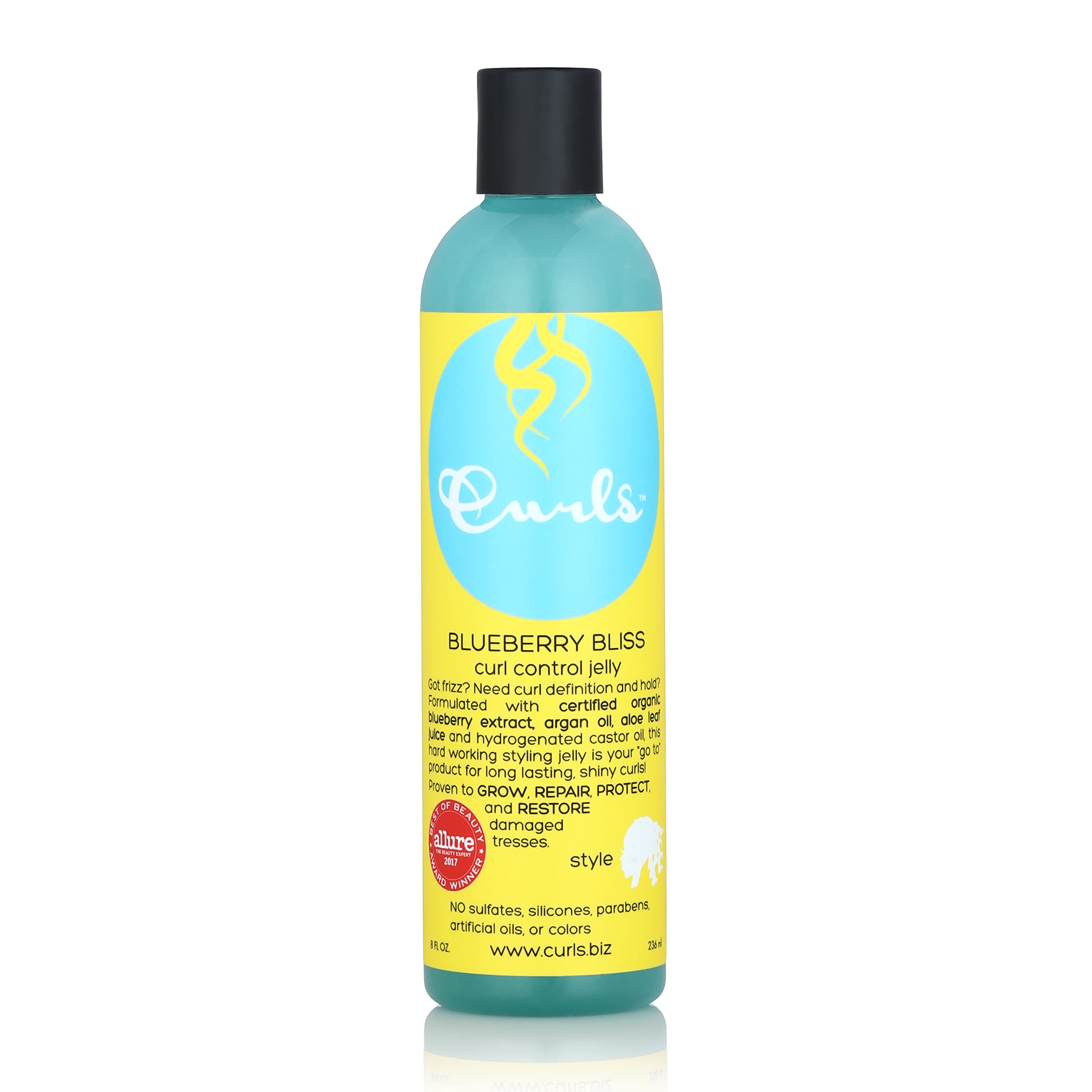 Curls Blueberry Bliss Control Jelly - 8 oz, Define & Defrizz, Wash and Go's, Twist Outs & Braid Outs, for Wavy, Curly, and Coily Hair Types