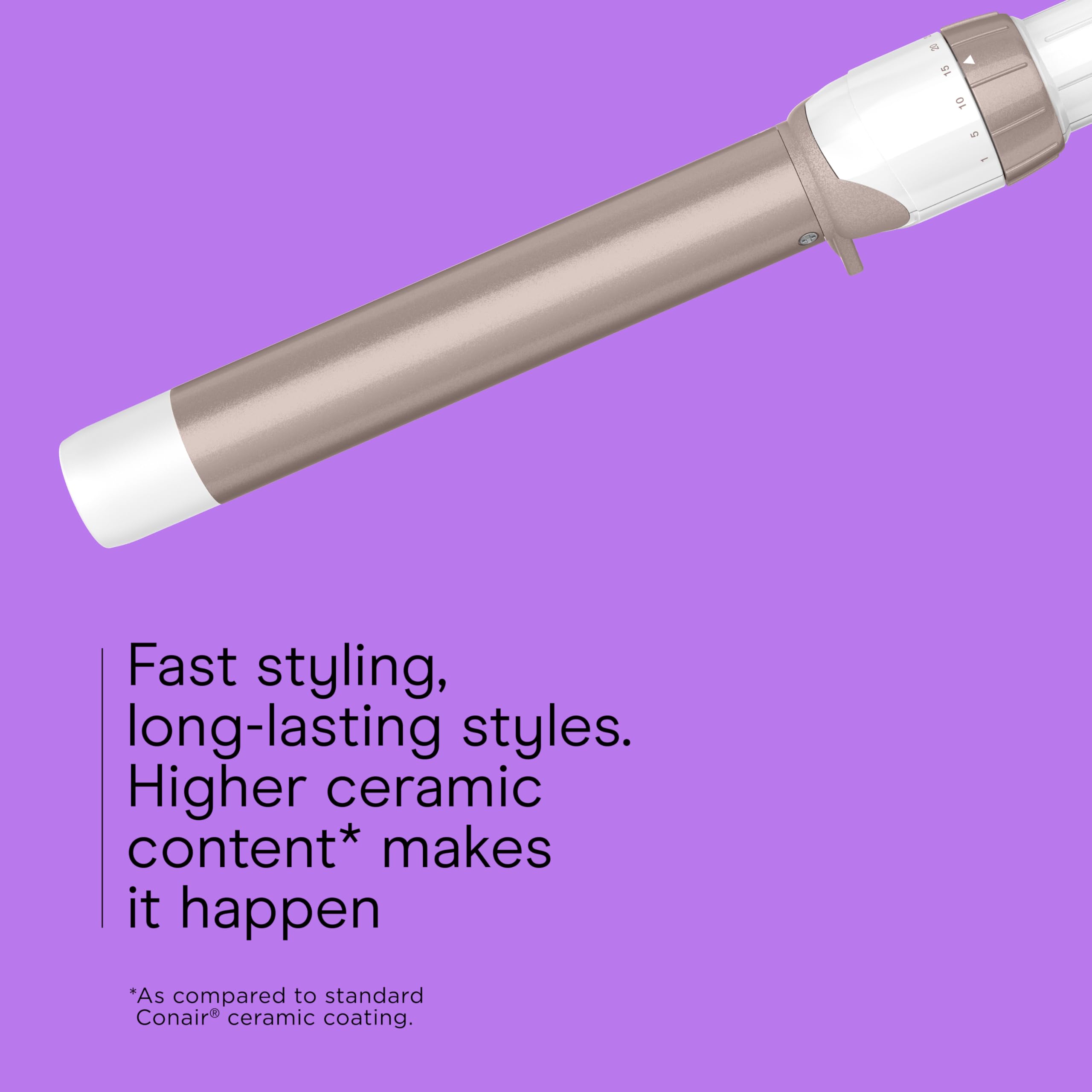 Conair Double Ceramic 1-Inch Curling Wand, Produces Flawless Waves, Curling Iron for Use on Medium and Long Hair, 30 Heat Setting Curling Iron, White