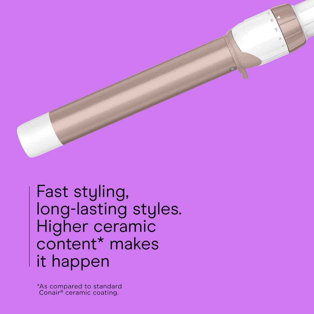 Conair Double Ceramic 1-Inch Curling Wand, Produces Flawless Waves, Curling Iron for Use on Medium and Long Hair, 30 Heat Setting Curling Iron, White