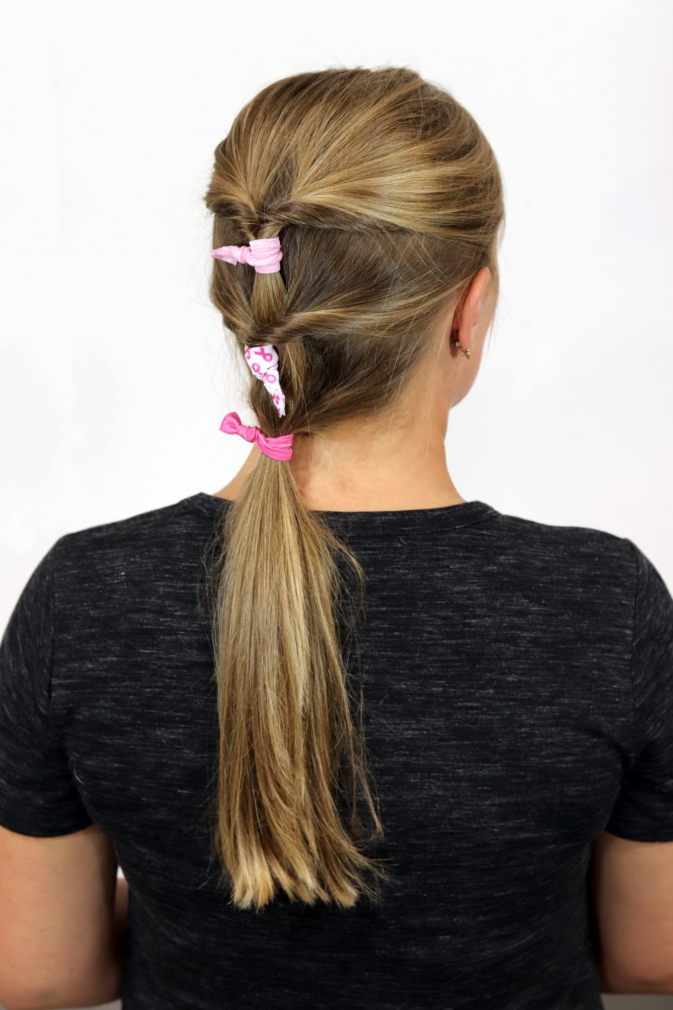 50 Pack : Black Hair Ties No Crease Ponytail Holders (Available in Lots of Pack Quantities) - Ouchless Elastic Styling Accessories Pony Tail Holder Ribbon Bands - By Kenz Laurenz (50 Pack)