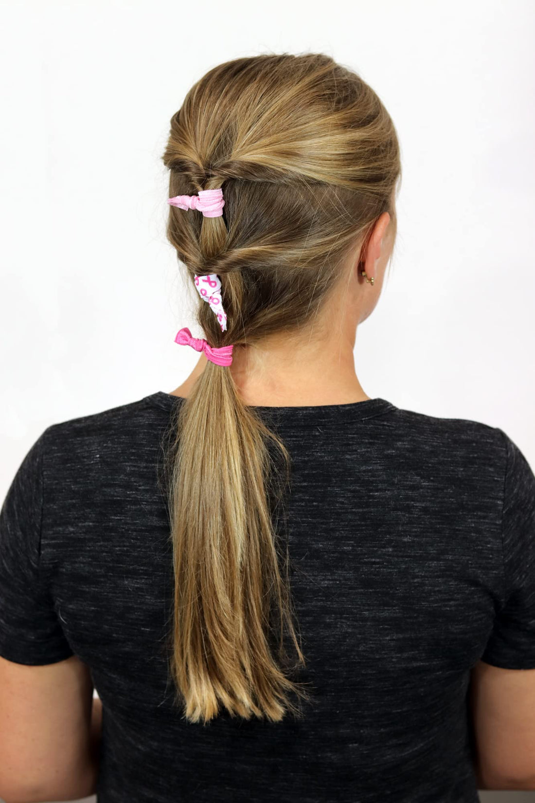 50 Pack : Black Hair Ties No Crease Ponytail Holders (Available in Lots of Pack Quantities) - Ouchless Elastic Styling Accessories Pony Tail Holder Ribbon Bands - By Kenz Laurenz (50 Pack)