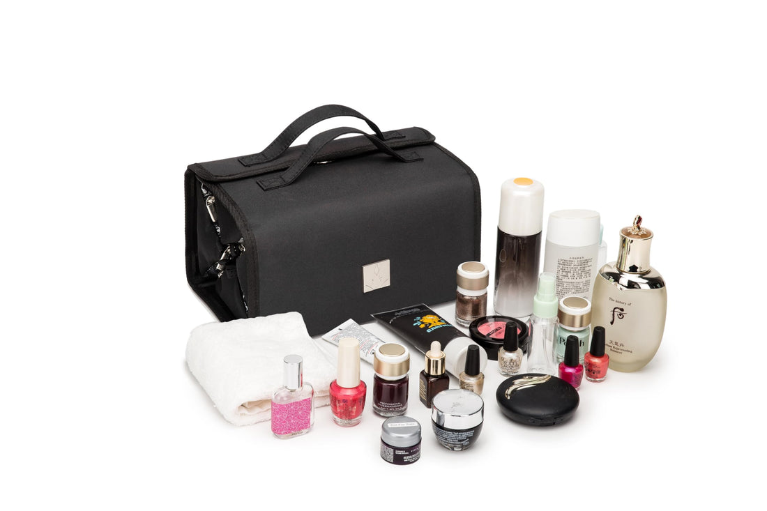 ROYALFAIR Hanging Toiletry Bag with Durable Hook Roll-Up Make Up Organizer and Travel Bag - 4 Removable Cosmetic Bags Suit for Men or Women (Black)