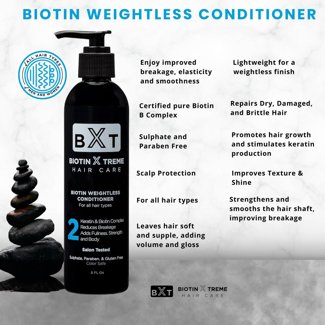 Biotin X Treme Natural Hair Growth Biotin and Keratin Conditioner for Thinning Hair - Strengthens, Smooths, and DHT Blocker - Color-Safe, Sulfate, Paraben, and Gluten-Free for Fine and Damaged Hair