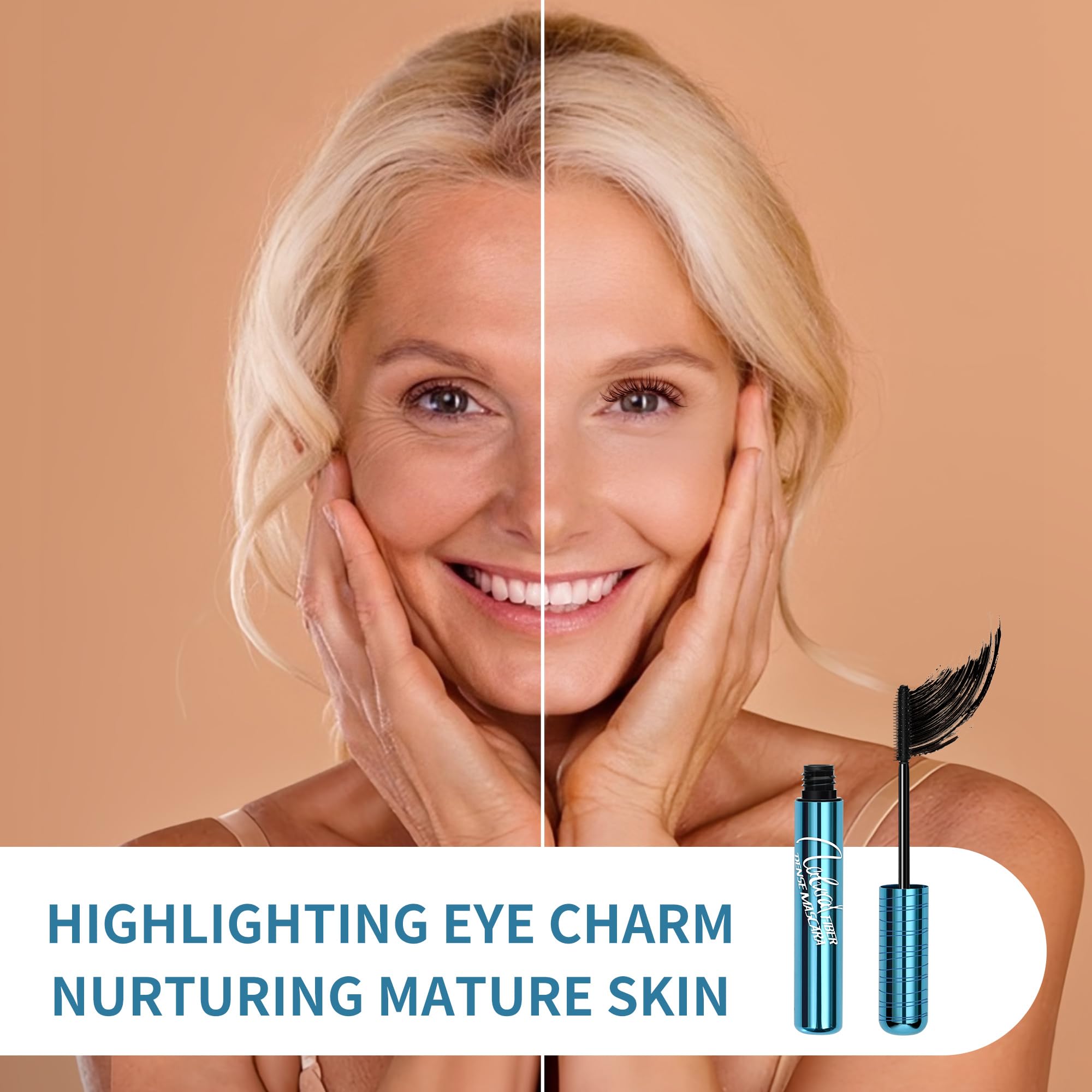 Mascara for Older Women - Volumizing Waterproof Hypoallergenic Black Mascara for Thinning Lashes & Sensitive Eyes, Smudge-Proof Formula (1 Pack)