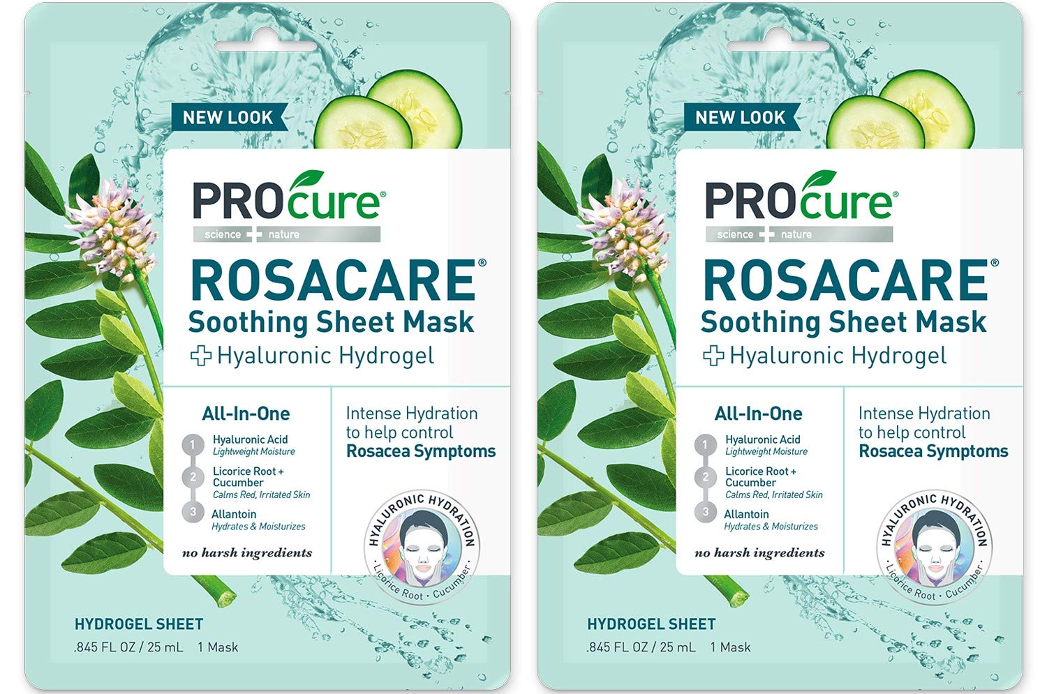 PROcure Rosacare Soothing Sheet Face Mask with Hyaluronic Hydrogel for Rosacea Symptoms, 2 Masks