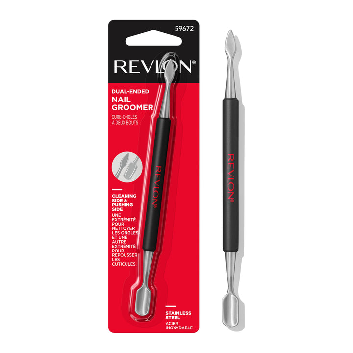 Revlon Expert Dual-Ended Nail Groomer, Stainless Steel Manicure Tool, Clean Under Fingernails and Lift Cuticles, 1 Count