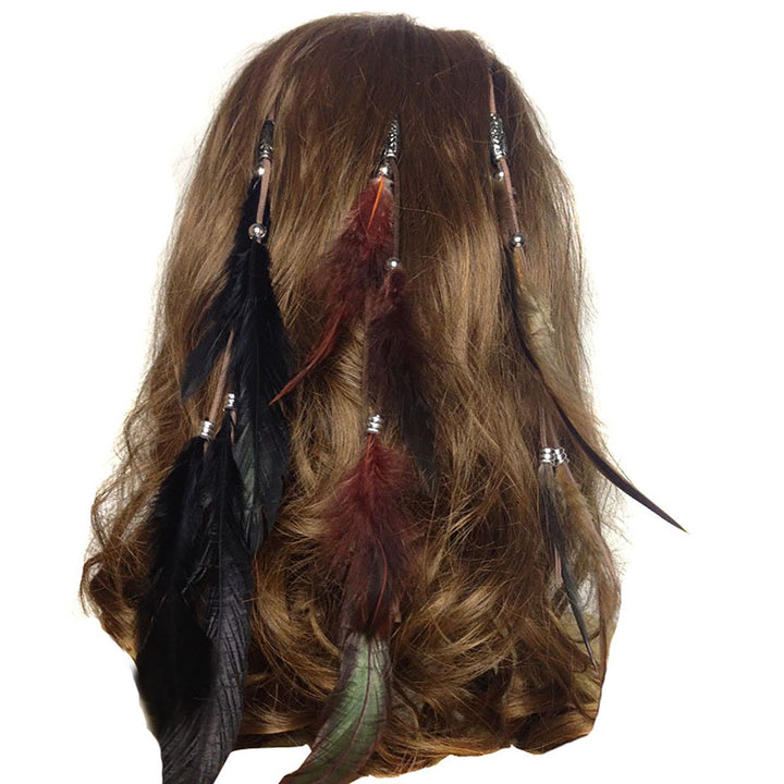 Set of 3 Handmade Boho Hippie Hair Extensions with Feather Clip Comb Headdress Hairpin DIY Accessories for Women Lady Girls