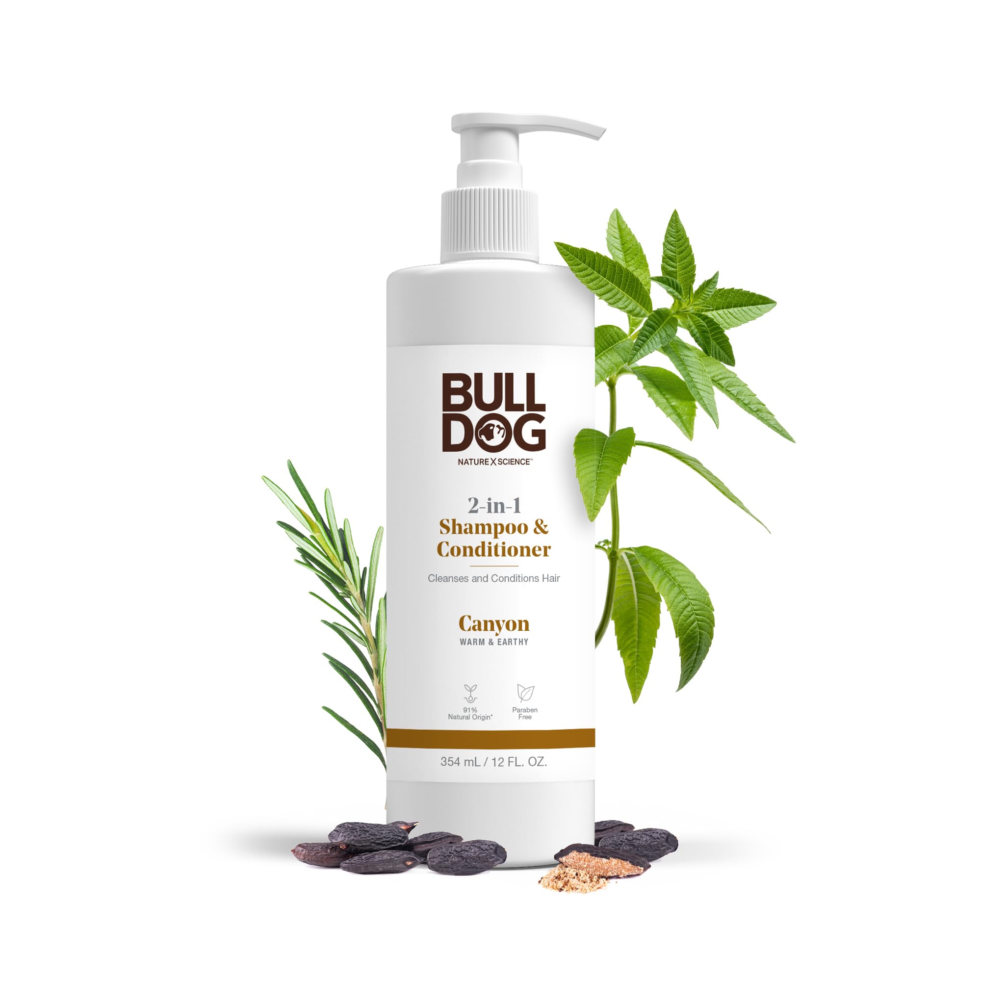 Bulldog Mens Skincare and Grooming 2-in-1 Shampoo and Conditioner, Canyon, 12 Fluid Ounces