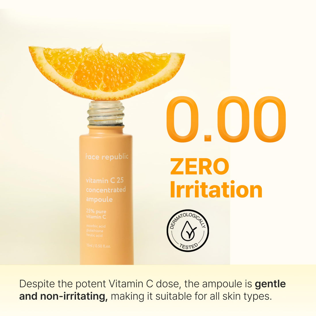 Face Republic Vitamin C 25 Concentrated Ampoule | 25% Ascorbic Acid, Glutathione, Antioxidants | No Irritation, Improve Skin Tone | Radiant Skin