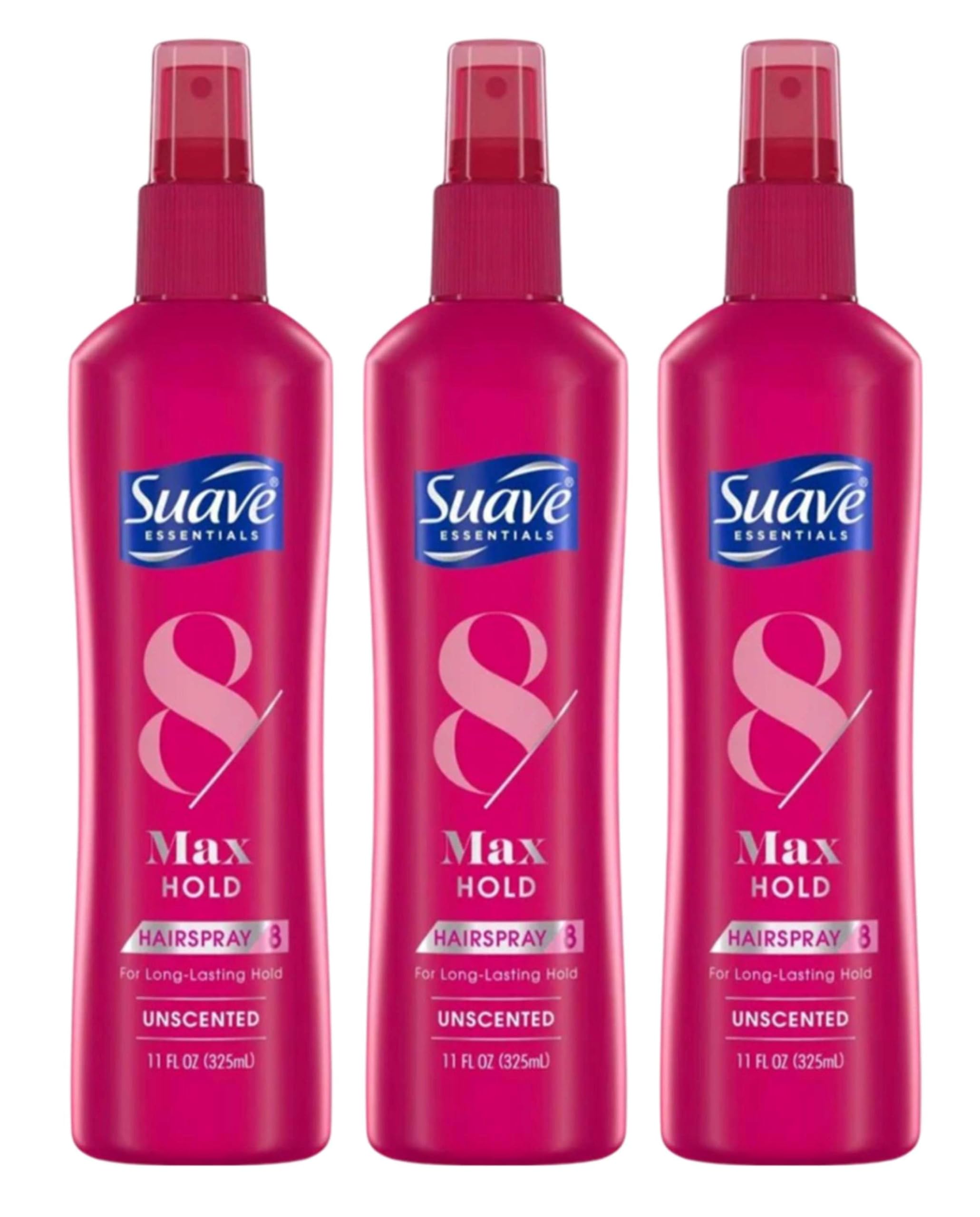 Suave Hairspray, Unscented, Max Hold 8, Non-Aerosol, 11 oz, 3 Pack