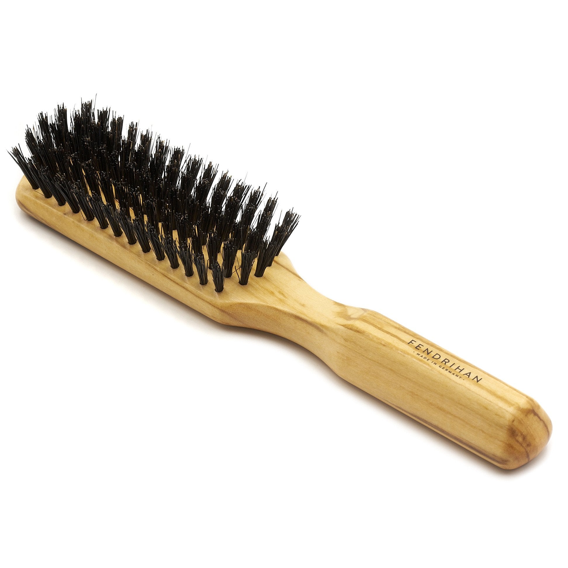 Fendrihan Genuine 100% Boar Bristle 5-Row Hairbrush with Polished Olivewood Handle MADE IN GERMANY