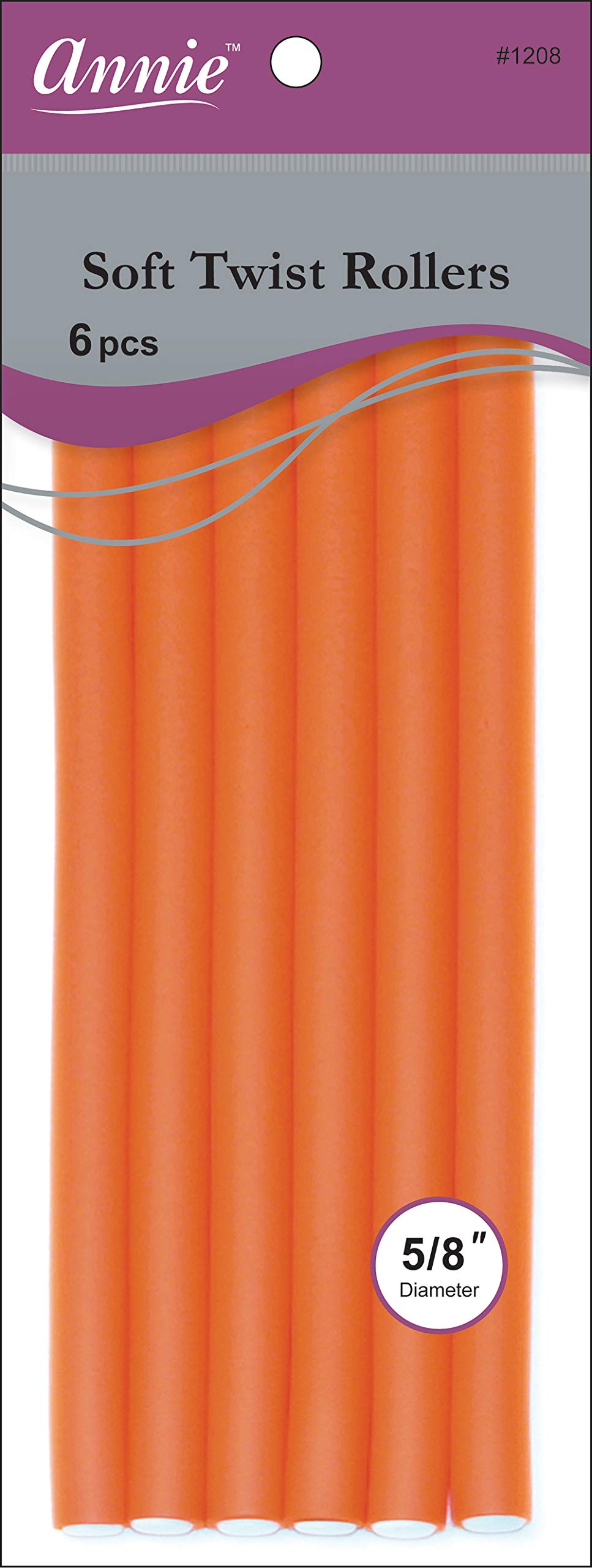 Annie 01208 Soft Twist Rollers, Orange, 6 Count