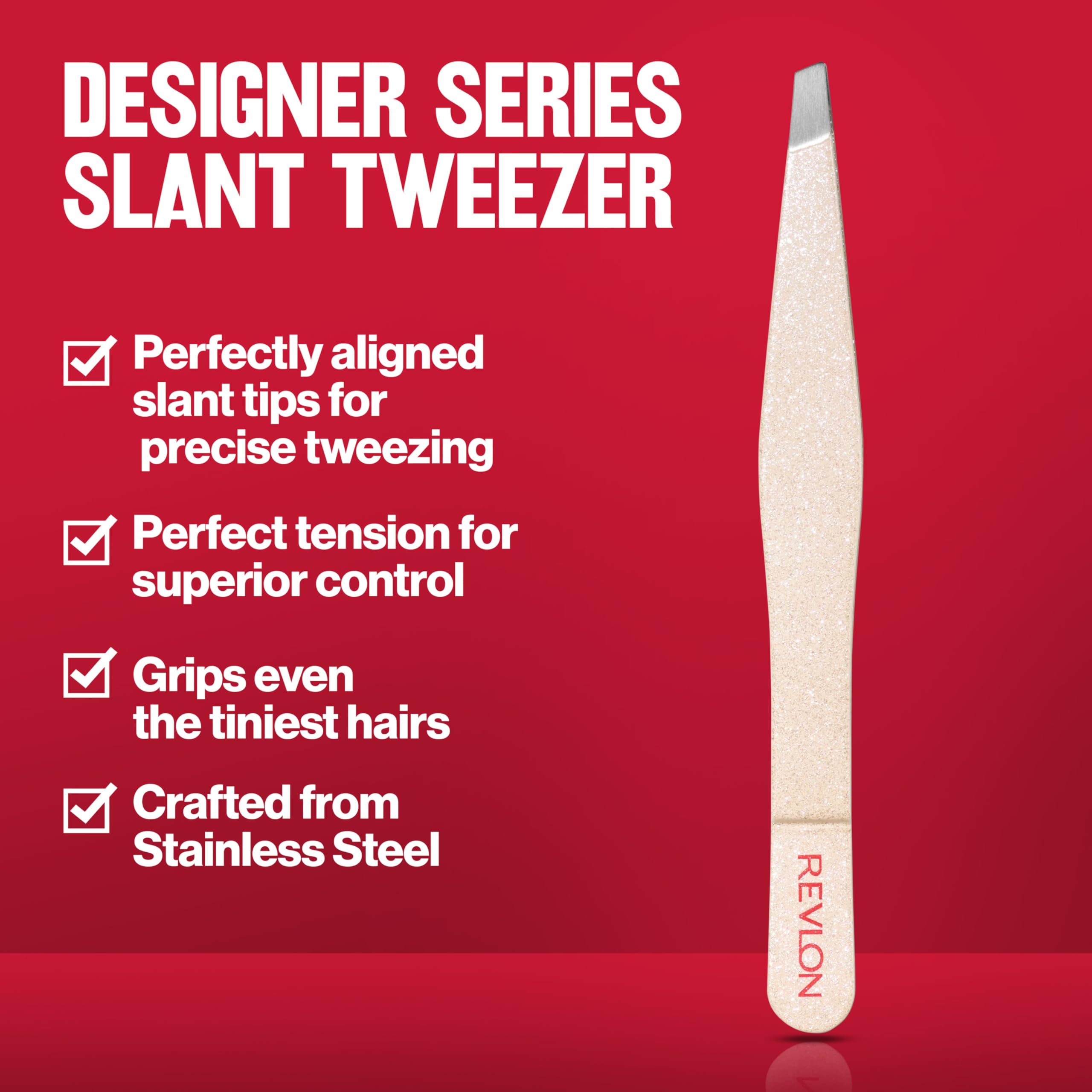 Revlon Designer Series Slant Tweezer, High Precision, Made With Long Lasting Stainless Steel, 1 Count