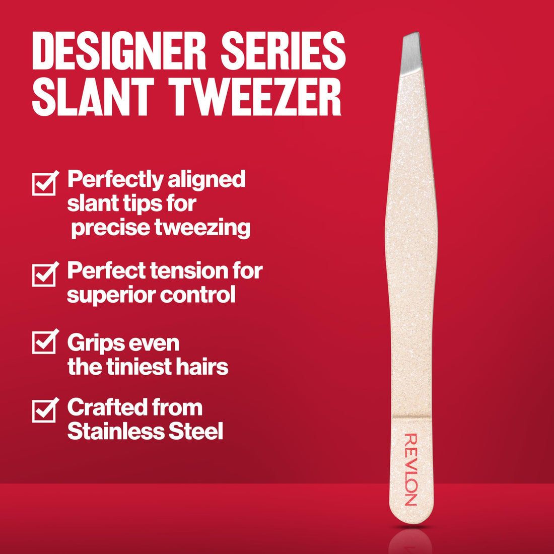 Revlon Designer Series Slant Tweezer, High Precision, Made With Long Lasting Stainless Steel, 1 Count