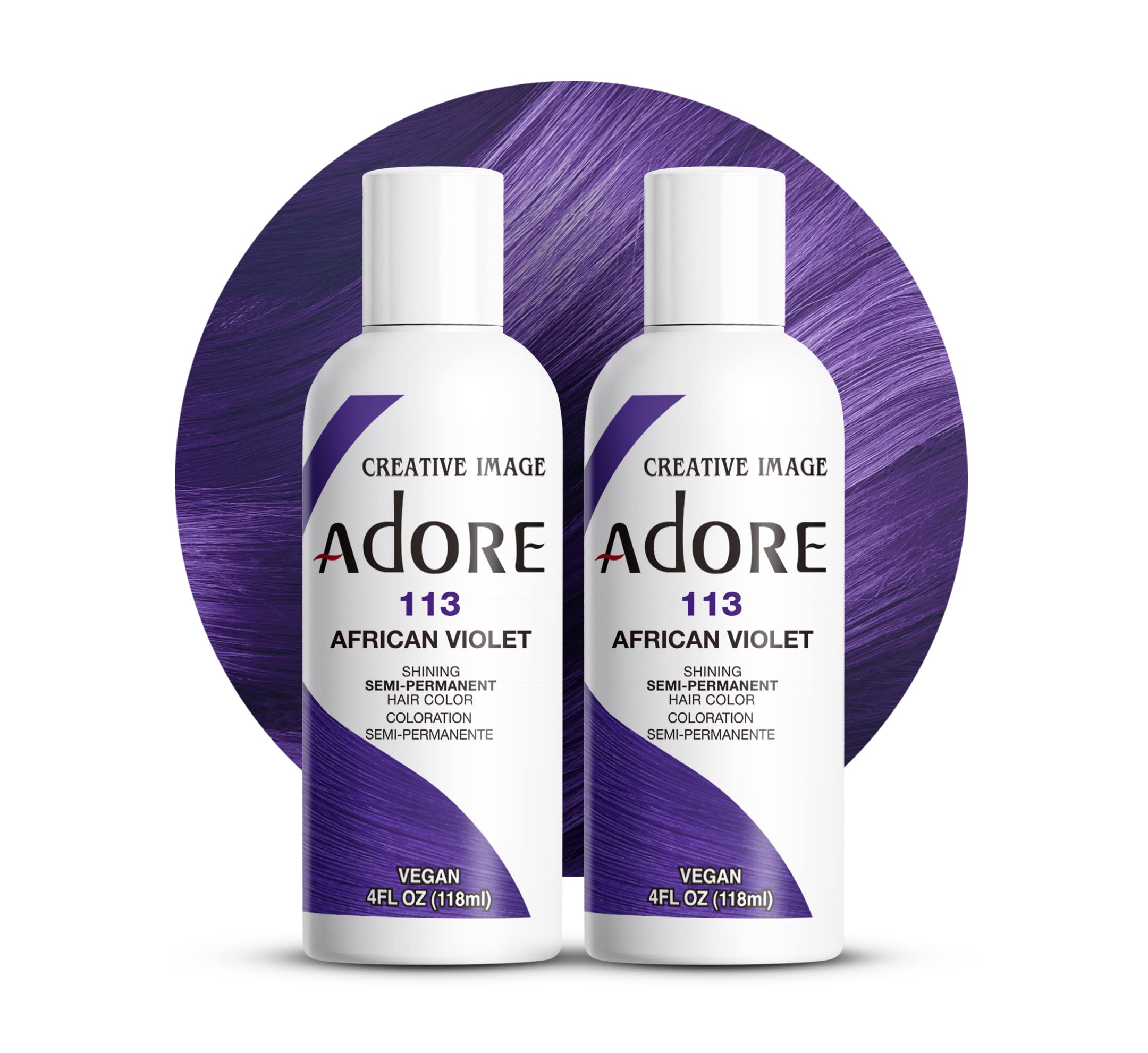 Adore Semi-Permanent Haircolor #113 African Violet 4 Ounce 118ml 2 Pack