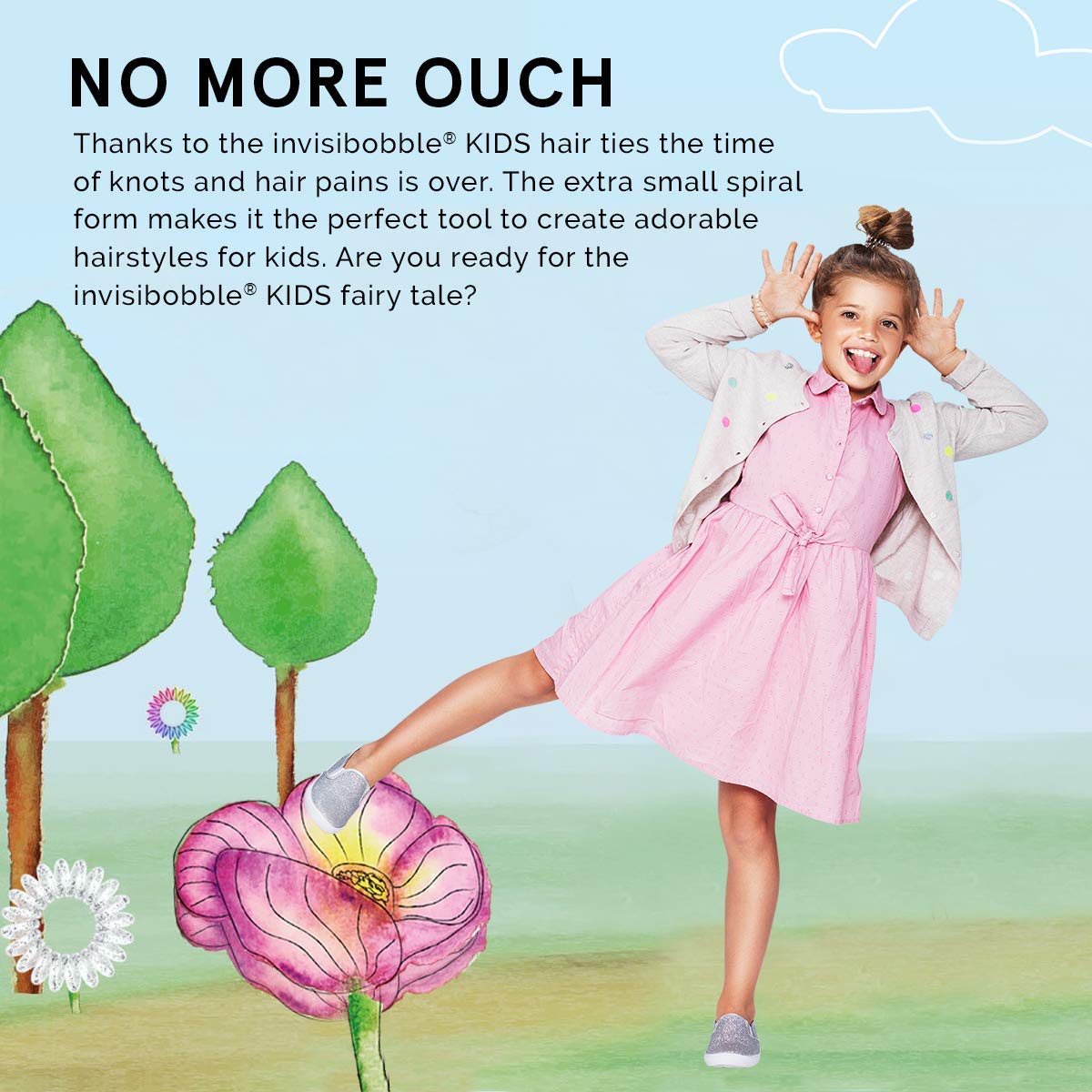 Invisibobble Kids Magic Rainbow ‚¬Œ The Spiral Shaped Nou-Ouch Hair Ring ‚¬Œ Perfect Hair Ring For Kids, 3 Colorful Hair Ties Per Packaging