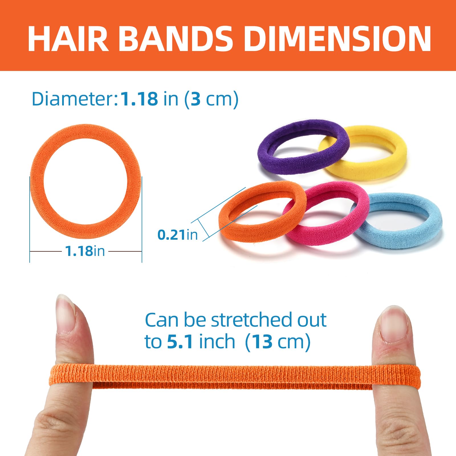 iFwevs 50PCS Multicolor Seamless Toddler Hair Cotton Seamless Ponytail Holders,No Damage Elastics Hair Bands for Thick Heavy &Curly Hair…