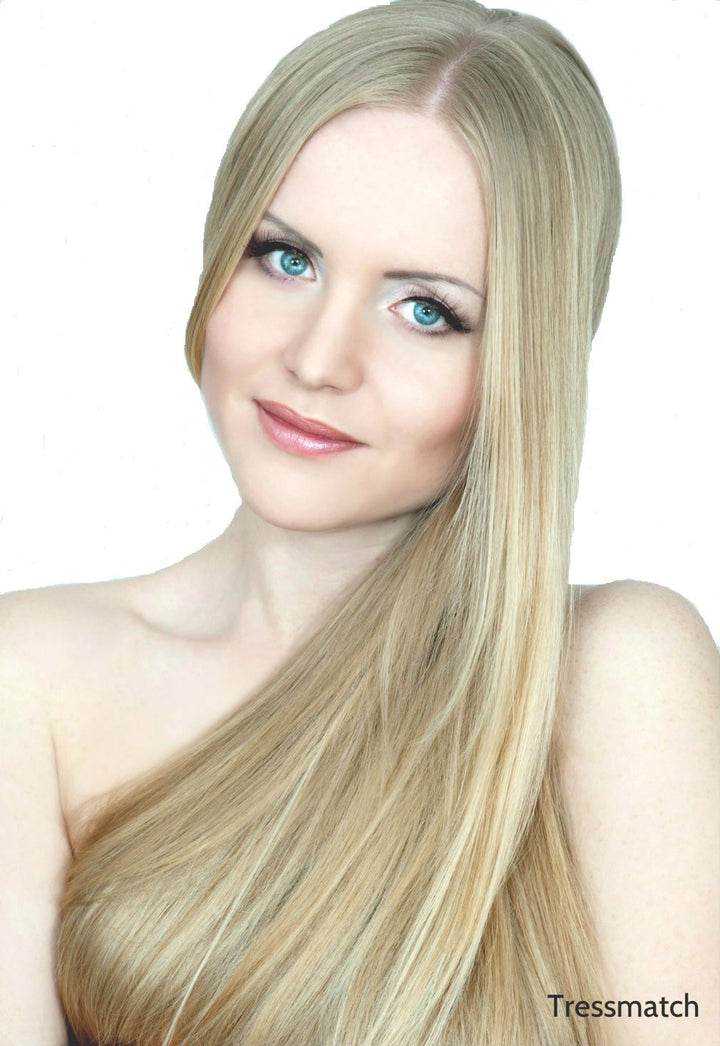 TRESSMATCH 16 -18 Remy (remi) Human Hair Clip in Extensions Wheat Blonde (Color #16) 9 Pieces(pcs) Full Head Volume Set [set weight:4oz/110grams]