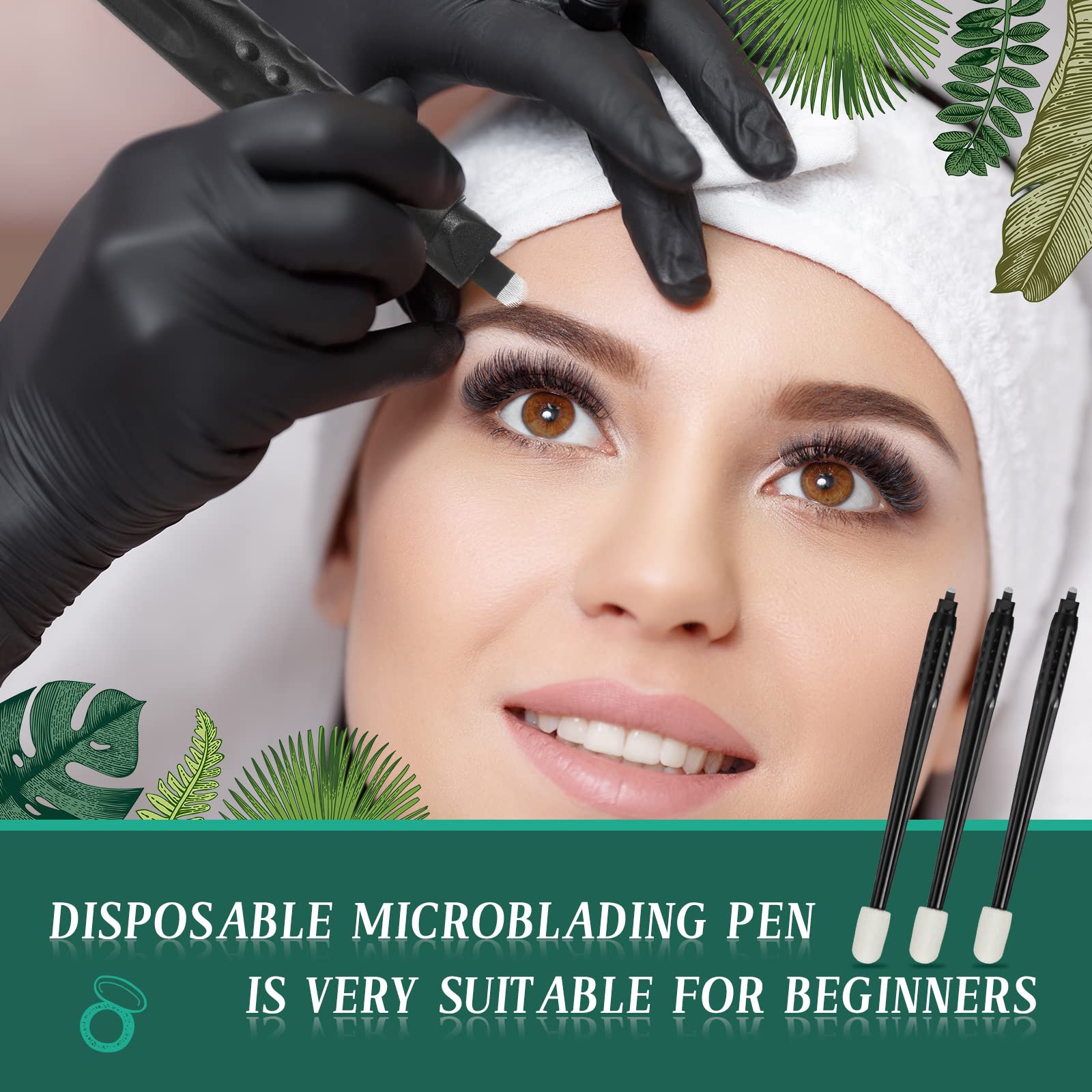 12 Pcs Microblading Manual Pen U18 0.18mm Disposable Microblading Pen with Pigment Sponge Eyebrow Microblading Hand Tools for Makeup, Black