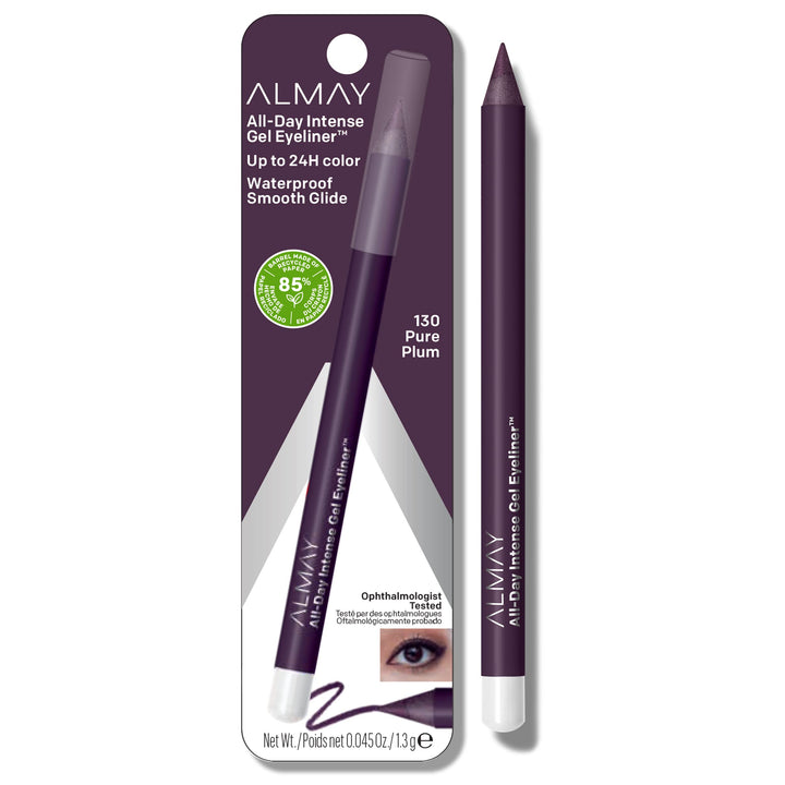 Almay Gel Eyeliner, Waterproof, Fade-Proof Eye Makeup, Easy-to-Sharpen Liner Pencil, 130 Pure Plum, 0.045 Oz