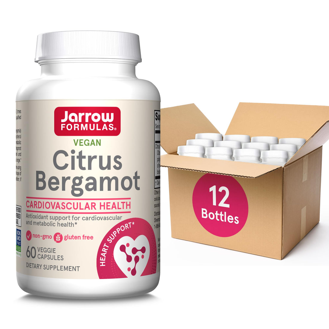Jarrow Formulas, Citrus Bergamont Veggie Capsules, 500 mg, 60 Count (Pack of 12)