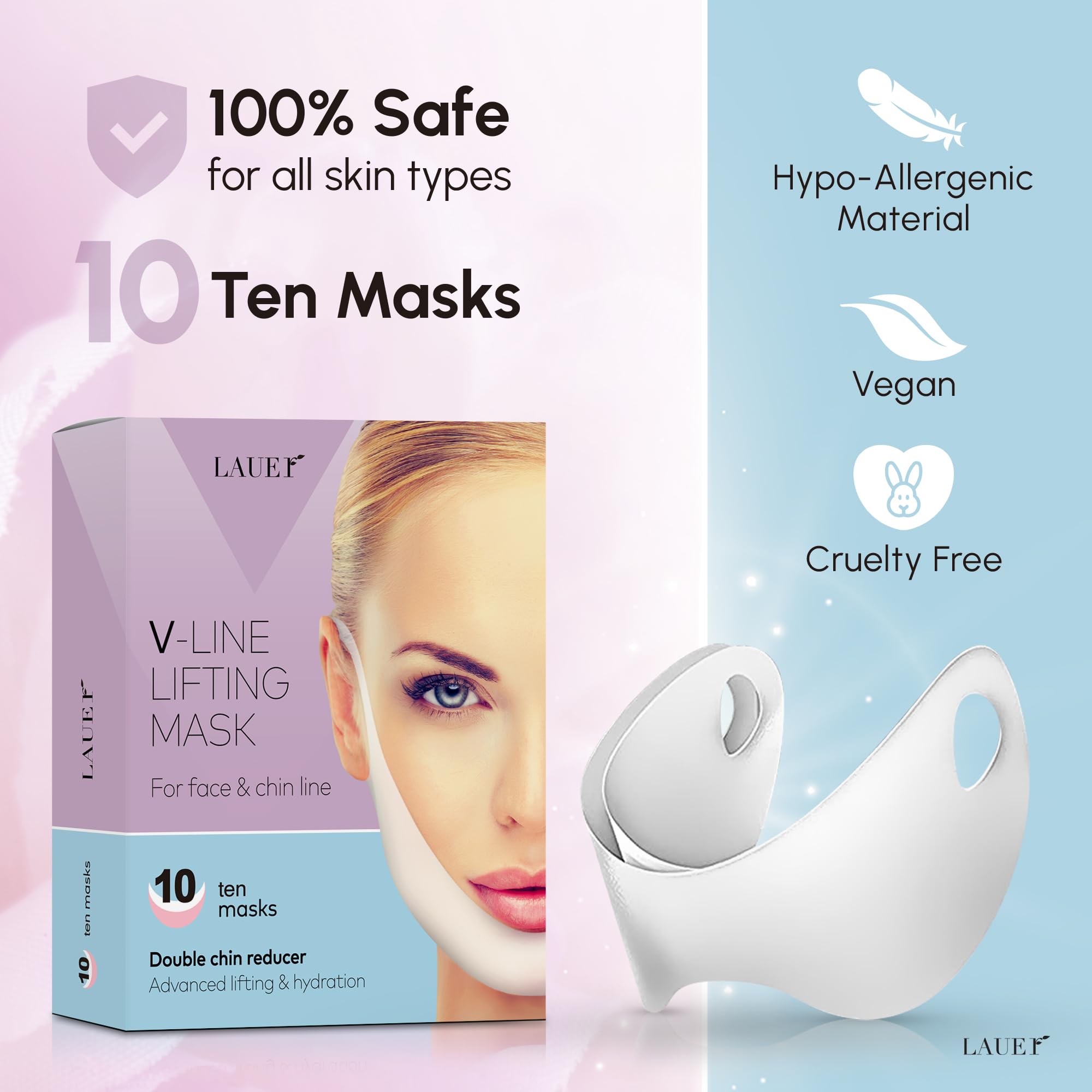 V Shaped Contouring Face Mask Line Shaping Lifting Belt Neck Reduction Jawline Lift Tape Enhancer Face Patch Firming Tightening Skin Chin Up Sculpting Collagen Mask Hyaluronic Acid Aloe Vera 10 pcs