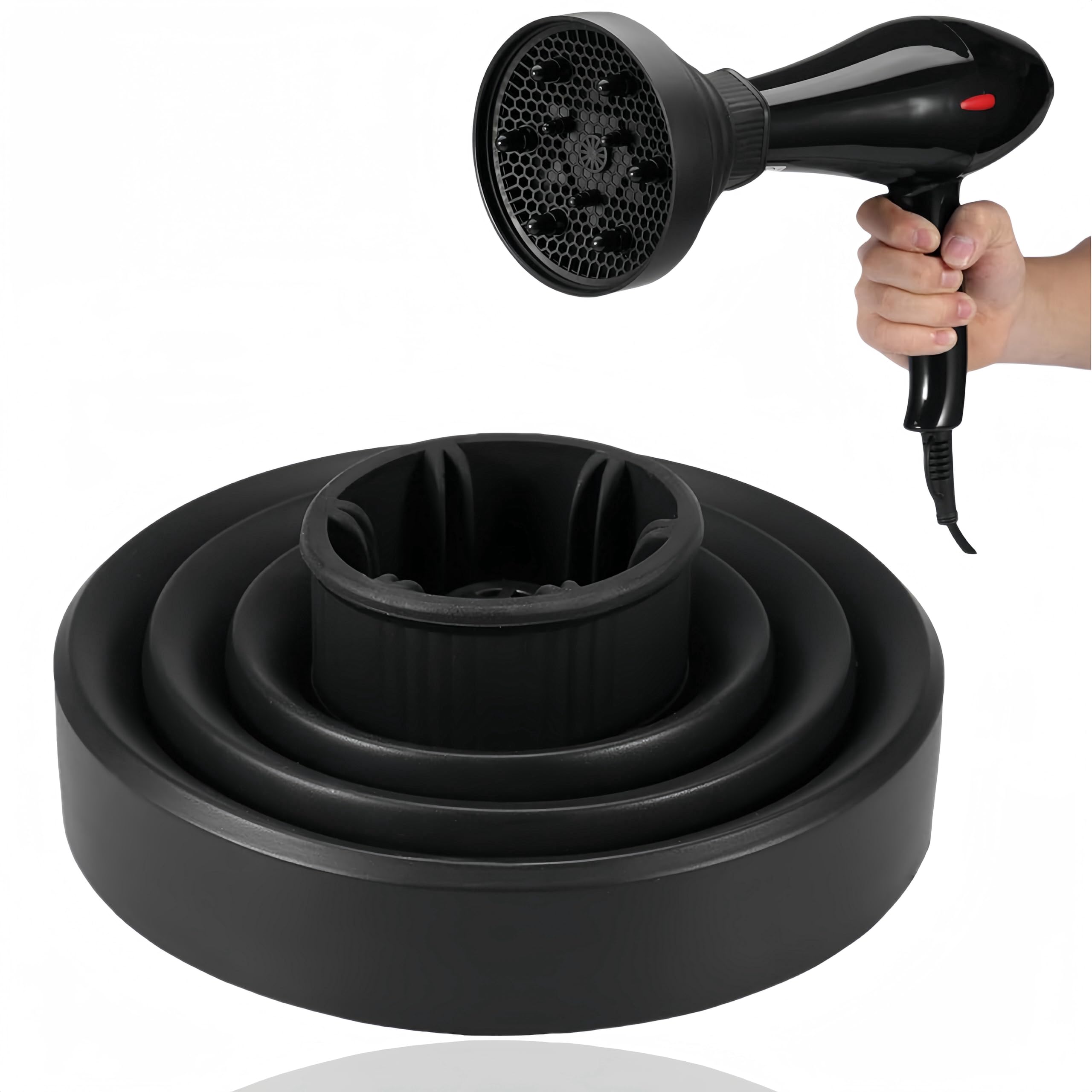 Black: Hair Blower Diffuser Foldable Folding Hairdryer Cover Styling Hairdressing Tool 5Colors By Filfeel (Black)