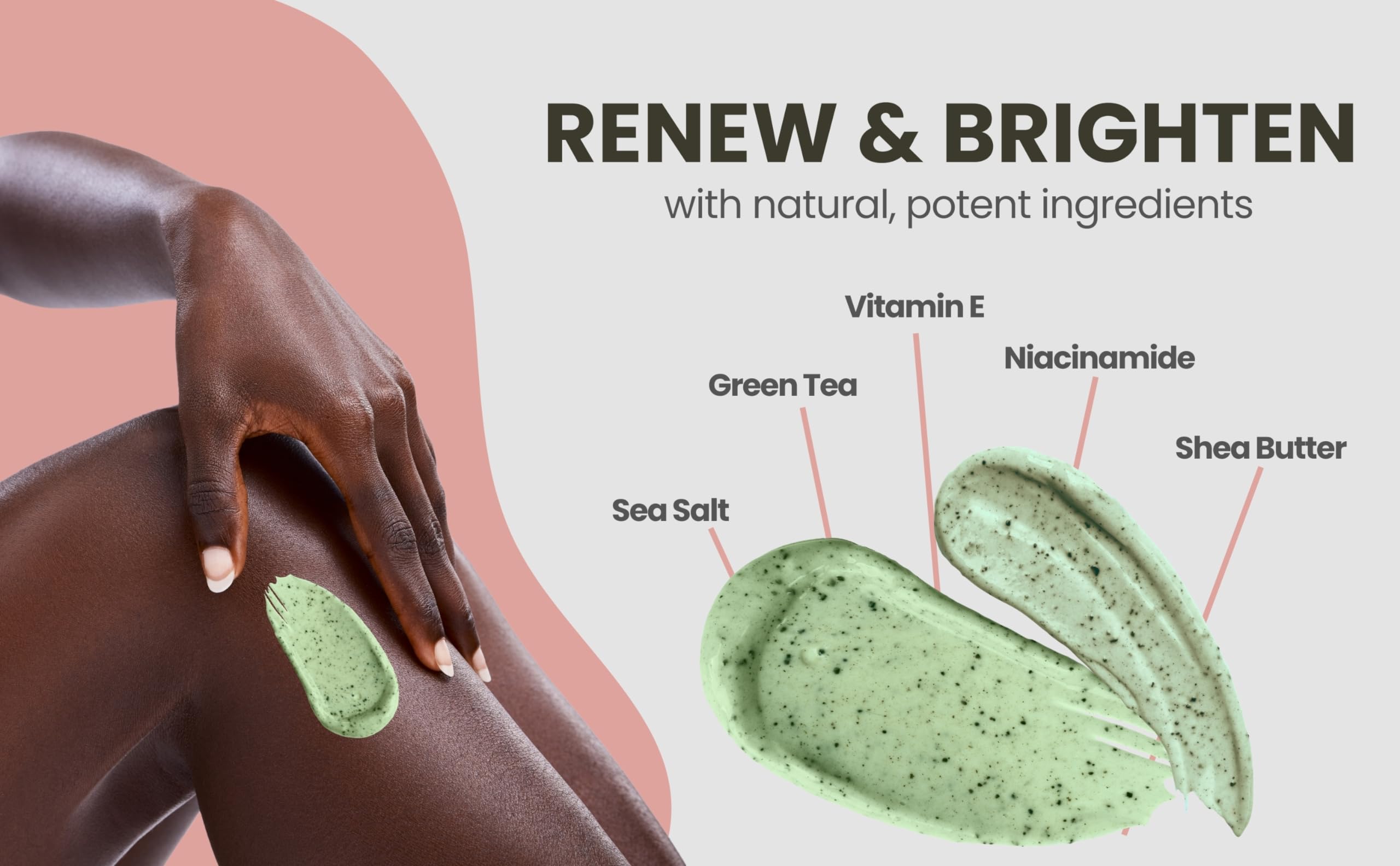 Honest Good Skin Sea Salt Scrub, 10oz Shea Butter Body Scrub, Exfoliating, Dead Skin Removal (Tea Tree)