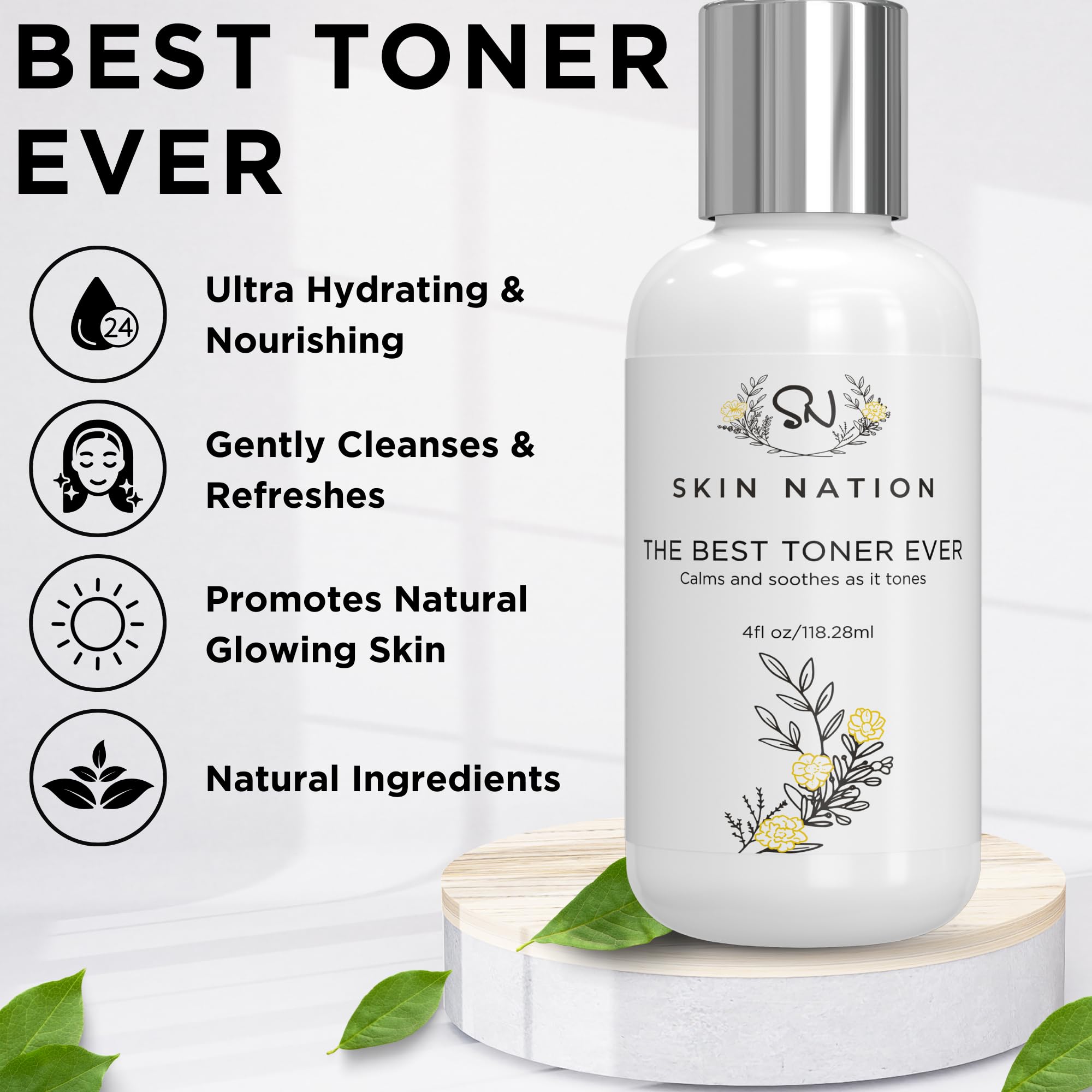 The Best Facial Toner Ever | with Organic Natural Ingredients - Orange Blossom Water & Tea Tree Toner for Face - Anti Aging Aloe Vera, Pore Refining & Hydrating | Skin Nation by Michelle Stafford