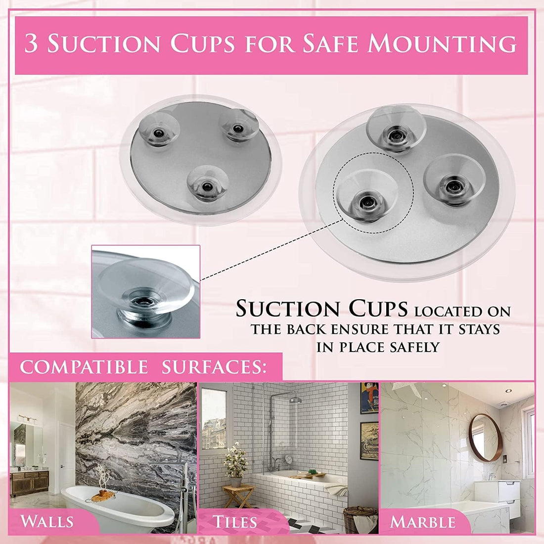 MIRRORVANA 20X & 15X Magnifying Mirror Set with 3 Suction Cups Each - Compact & Travel Ready Mirror for Makeup - Sizes: 6 and 4 Wide