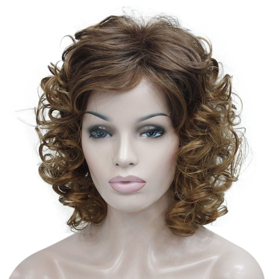 #27+33T27: Lydell Short Soft Super Curly Synthetic Wigs Layered Natural Movement Dark Auburn And Strawberry Blonde Mix
