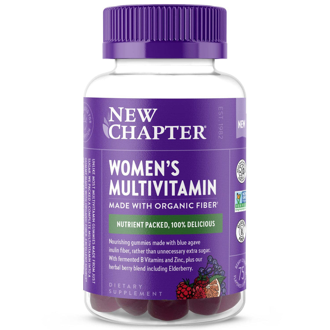 New Chapter Women’s Multivitamin Gummies - 66% Less Sugar, Women’s Gummy Vitamins with Vitamin C, D3 & Zinc, Non-GMO, Gluten Free, Berry-Citrus, 75ct