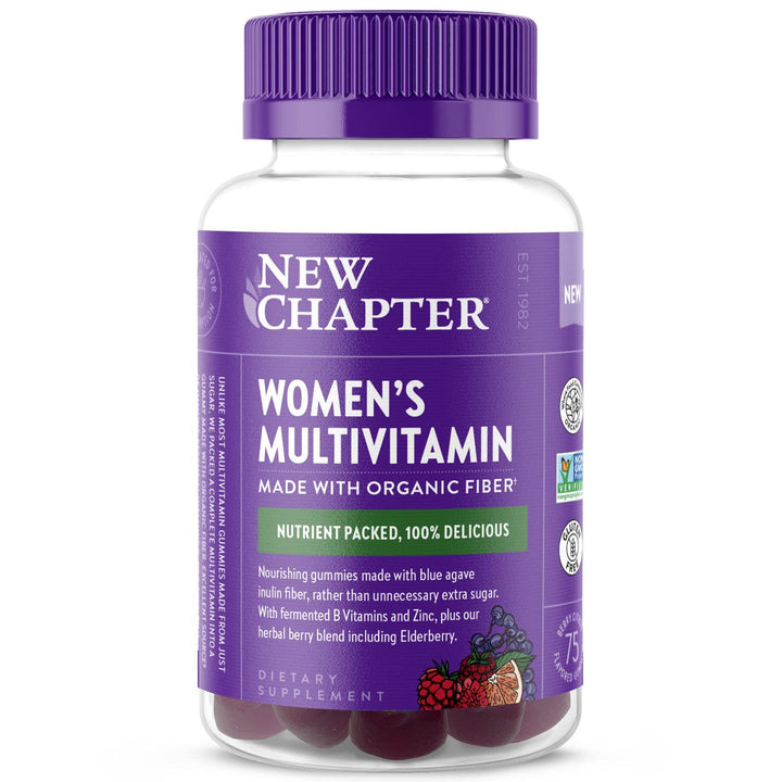 New Chapter Women’s Multivitamin Gummies - 66% Less Sugar, Women’s Gummy Vitamins with Vitamin C, D3 & Zinc, Non-GMO, Gluten Free, Berry-Citrus, 75ct